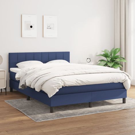 Boxspringbett mit Matratze Blau 140x200 cm Stoff vidaXL (1/5)