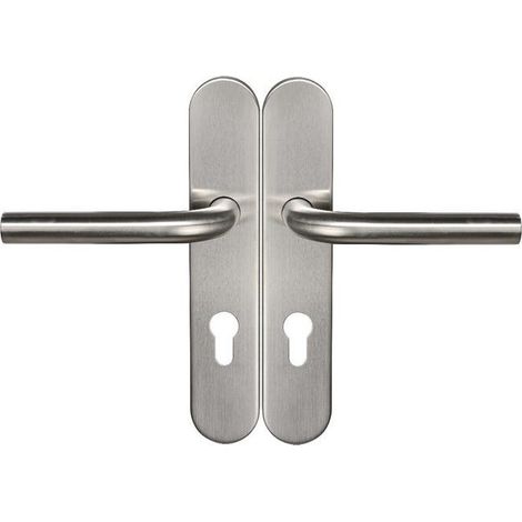 Par de tiradores sobre placas KLOSE besser en forma de «L» CHANTAL  /  Acero inoxidable 304.  Trou Cylindre