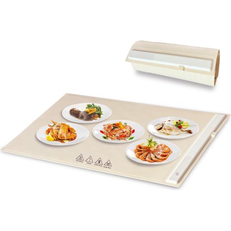 1 plateau chauffant électrique, réglable 60-100℃, pliable 23,9 x 14,9 x 0,3 po, silicone alimentaire, idéal buffet et fêtes (1/5)