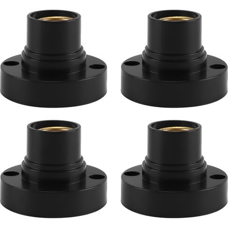 Set mit 4 E14-Lampenfassungen, 4 runde Schraubfassungen, Ersatzsockel für Halogen- und Energiesparlampen, Schwarz (1/5)