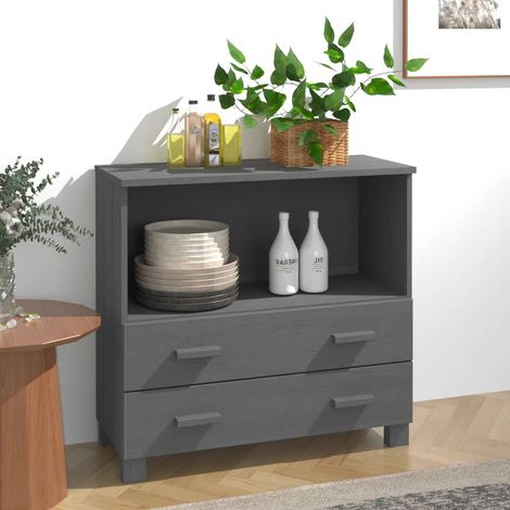 Buffet, Meuble de Rangement, Armoire de Cuisine HAMAR Gris foncé 85x35x80 cm Bois massif de pin RDS5875 (1/5)