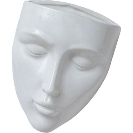 Bouteille en céramique blanche en forme de visage, décoration murale multifonctionnelle idéale comme cadeau de pendaison de crémaillère, d'anniversaire ou de Saint-Valentin. (1/4)