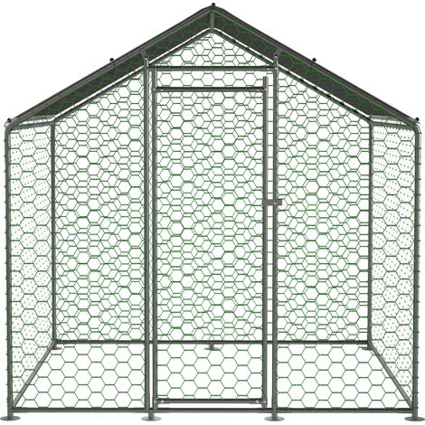 Verzinkter Stahl-Hühnerstall 203 x 197 x 200 cm mit wasserdichter PE-Plane und Schloss (1/5)