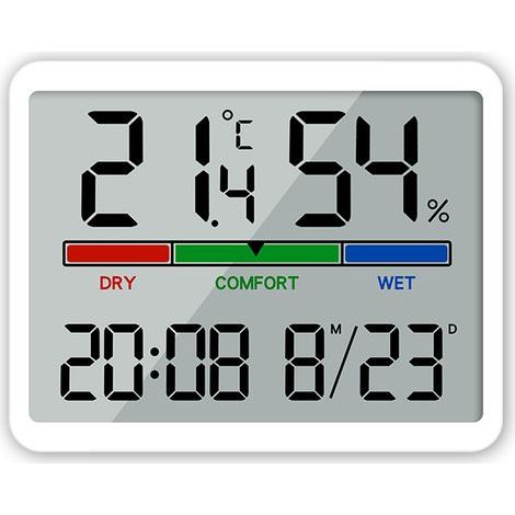 Batteriebetriebene digitale Wanduhr, magnetisches Design, mit Anzeige der Innen- und Außentemperatur (weiß) (1/5)