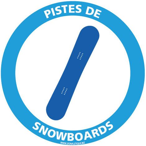 PANNEAU INFORMATION PISTE DE SNOWBOARDS (H0413) - Adhésif - Diamètre 125 mm