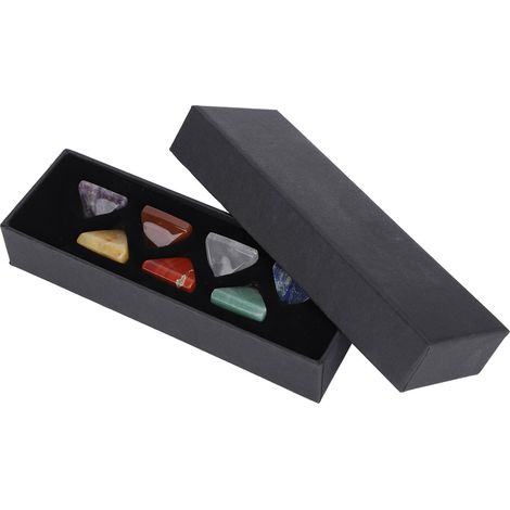 7 Chakra MultiStone Set Pyramid Color Natural Stone Gemstones Ornaments with Gift Box (1/5)