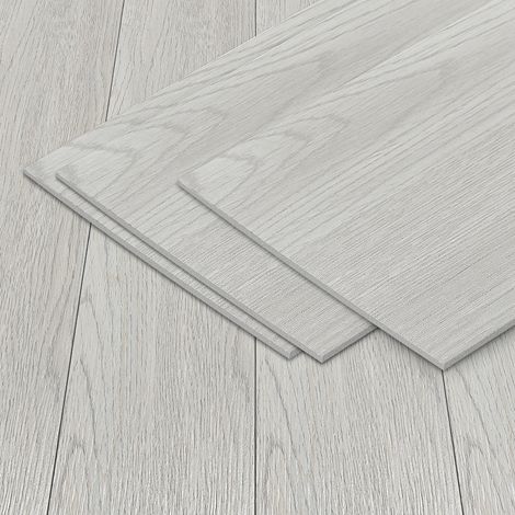 Wolketon PVC Vinylboden Selbstklebend 18 Stk Weiß Eiche 91.5×15.2 cm