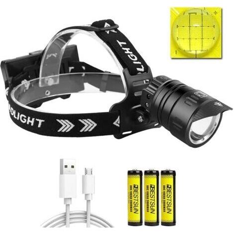 BARKBUSTERS Lampe Frontale Super Brillante 10000 Lumens, Lampe frontale XHP90.2 Rechargeable USB avec Capteur de Mouvement, 3 Modes D'éclairage, Zoomable pour Chasse, Camping, Pêche, Randonnée (1/5)