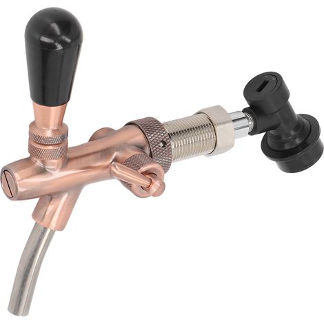 Robinet à bière G5/8 en laiton et acier inoxydable, réglable, avec raccord rapide, couleur bronze rouge. (1/5)