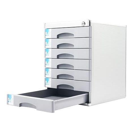 Boîte à tiroirs en métal verrouillable à 7 compartiments - Rangement de documents - Armoire de bureau en alliage d'aluminium - Armoire de bureau en métal - Commode de bureau pour documents (1/5)