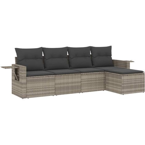 Maison Exclusive - Set de sofás jardín y cojines 5 pzas ratán sin (1/5)