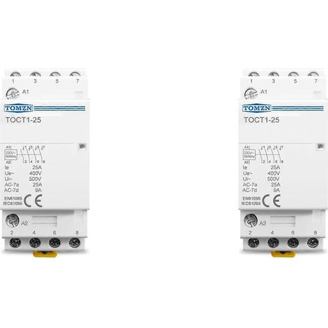 2X TOMZN TOCT1-25 4P 25A 4NO 220V/230V 50/60HZ Contacteur modulaire CA domestique sur rail DIN 4NO (1/5)