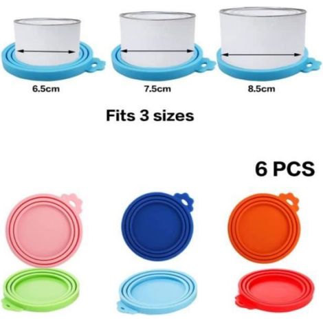 Couvercles en Silicone - 6 Pièces - Extensibles - Pour Boîtes de Conserve - Idéal pour Animaux (1/3)