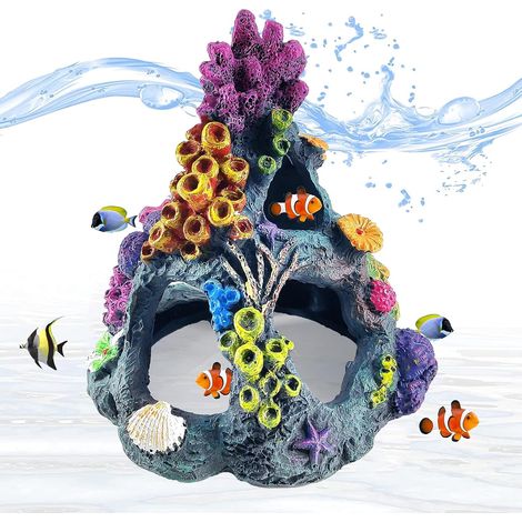 Betta-Korallen-Dekoration für Kunstharz-Aquarien, Berghöhlen-Ornamente für Betta-Fische, Korallen-Aquarium, Korallendekorationen, Fischunterschlupf, Aquarium, Betta-Fisch-Zufluchtsort (1/5)