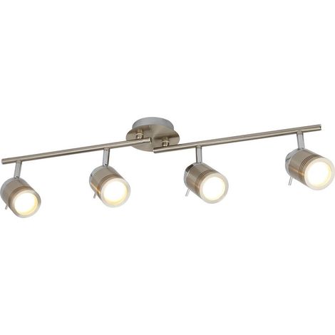 Searchlight Samson - Barre de projecteur de plafond de salle de bains à 4 lumières, argent satiné IP44, GU10 (1/3)