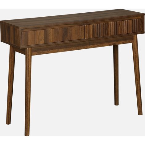 Consola con efecto madera de 2 cajones, 100cm