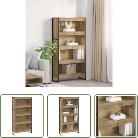 Holzregal - Bücherregal 2 pcs Kunsthandwerk Eiche 80 x 30 x 155 cm (1/5)