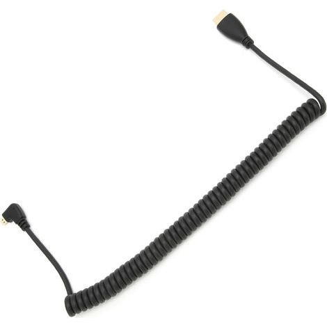 Câble d'extension HDMI plaqué or avec enroulement spiralé, transmission de signal HDMI haute vitesse, blindage contre les interférences électromagnétiques, mini HDMI (version révisée). (1/4)