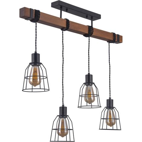 Italux Roadstead - Industrie- und Retro-Anhänger schwarz Matt 4 Light, E27 (1/3)