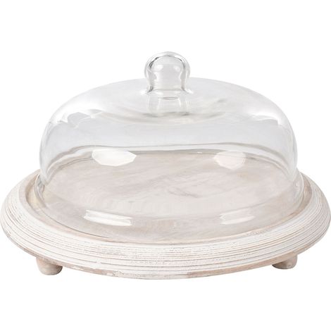 Présentoir à Gâteaux en Bois de Manguier avec Couvercle Porte Pâtisserie Cloche Marron Clair Zagazig (1/5)