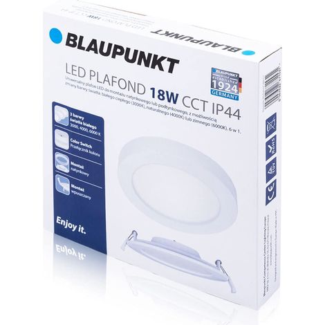 Plafonnier LED Montage en surface ou encastré – Éclairage au plafond – Changement de couleur Blanc chaud naturel froid – 18W – Downlight – Design moderne – Résistance à l'eau IP44 (1/5)