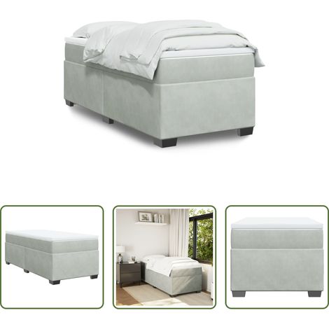 Matratze - Boxspringbett mit Matratze Hellgrau 90x200 cm Samt (1/5)