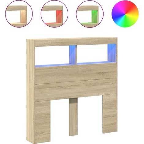 Maison Exclusive - Cabecero de cama con LED roble Sonoma 100x17x1