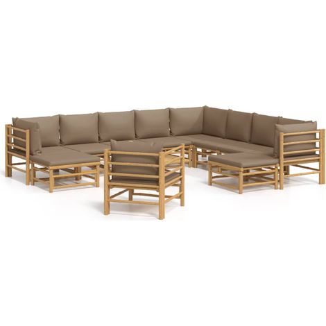 Maison Exclusive - Set Salotto da Giardino 12pz con Cuscini Tortora Bambù