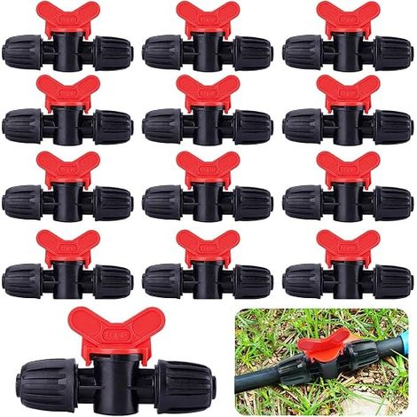 20 Pièces Vanne Commutateur d'Irrigation Goutte Tube d'Irrigation PE 16 mm Raccords Verrouillage Barbelés Vannes Connecteurs Tuyau Vanne Barbelée Jardin - Arrêter/Activer Le Débit d'eau (1/5)