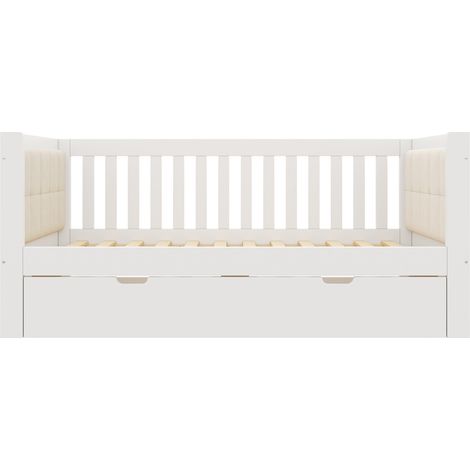 Lit banquette 90x200 cm avec lit gigogne 90x190 cm en bois blanc (1/5)