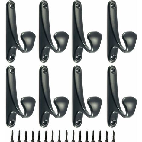 Ahlsen Stück Metall-Kleiderhaken, Kleiderhaken, Wandhaken, ausgestattet mit Befestigungsschrauben, Einzelhaken für Badezimmer, Küche, Schlafzimmer, Eingangsbereich (schwarz) (1/5)