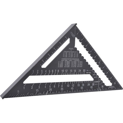 Équerre en aluminium, équerre de menuisier, rapporteur, équerre d'angle droite antirouille, profilé en aluminium noir de 30,5 cm (12 pouces). (1/5)