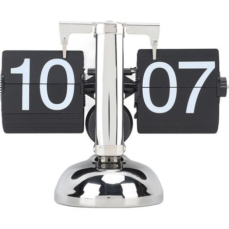 Clock to toggle with large number, powered by battery, table retro in stainless steel 304, for the home and the desk, 24 hours, Page black (1/5)