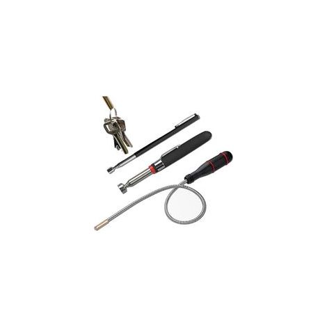 Outil de ramassage magnétique 3PCS, outil de ramassage magnétique télescopique, bâton d'aimant à ressort flexible pour trouver un écrou métallique, boulons, vis (1/4)