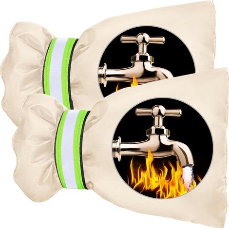 Lot de 2 grandes housses de robinet d'extérieur isolées avec bande réfléchissante, imperméables et épaisses pour protéger votre robinet du gel et de l'éclatement - Beige