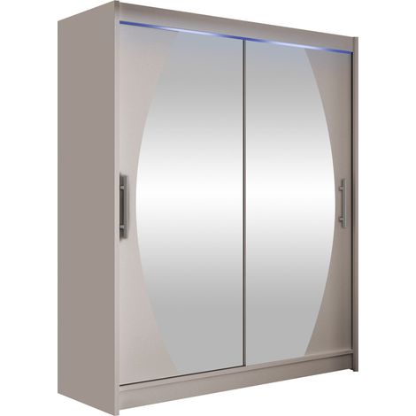 Armario Closico 121, Cachemira, 200x150x58cm, Puertas de armario: Correderas, Número de estantes: 5, LED