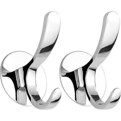 Gancio appendiabiti/portasciugamani da parete, in acciaio inox lucido, per cappotti, accappatoi, strofinacci da cucina, installazione senza danneggiare la parete.