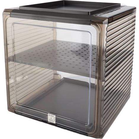 Rangement bouteilles d'eau en acrylique robuste anti-poussière facile à nettoyer étagère pour meuble bureau moyen 2 niveaux brun (1/4)