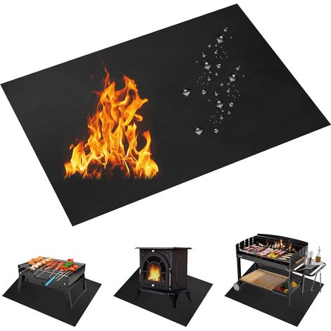 Noir,Tapis Ignifuge 122 x 76 cm Tapis de Protection Thermique Tapis Anti Feu Résistant à la Chaleur jusqu'à 1093 °C pour Cheminée, Cuisine, Feu, Sol, Pelouse et Camping (1/5)