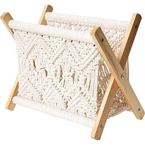 Porte-revues bohème, porte-journaux en corde tressée, paniers à magazines avec motif en corde, rangement pour magazines (1/5)