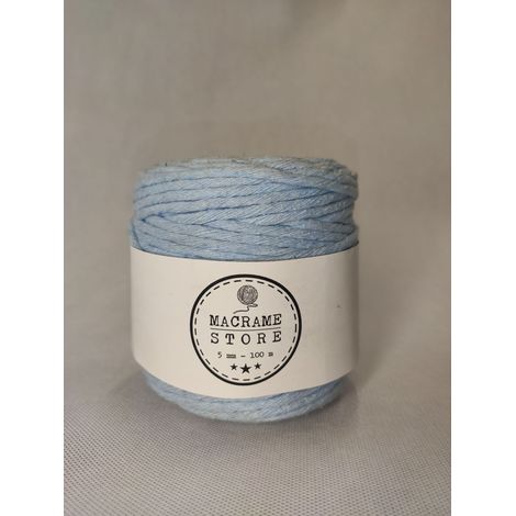 Cordón de macramé de algodón azul 5 mm/100 m (1/3)