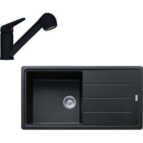 Franke Set - Set G138, lavello in fragranite BFG 611 e miscelatore FC 9547.901, nero spazzolato 114.0675.664