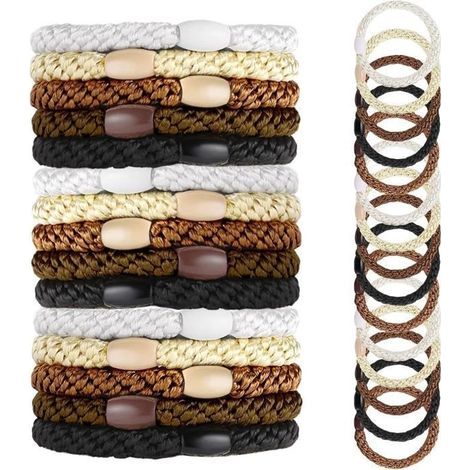 (Farbmix) Packung mit 15 Haargummis in verschiedenen Farben für Frauen und Mädchen, elastische Pferdeschwanzgummis für dickes Haar (1/4)