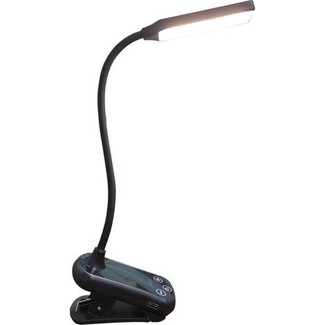Lampe de lecture positionnable sur livres, type lampe, flexible, avec 3 éclairages LED et 8 niveaux d'intensité, 11 LED, noir (1/4)