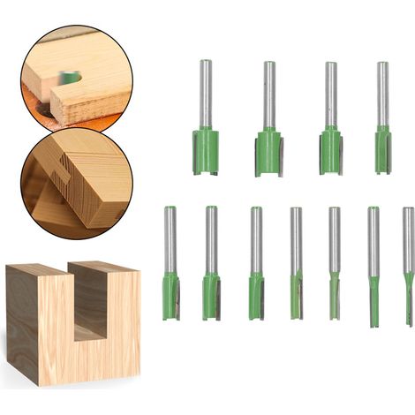 Kit de 11 pièces comprenant un couteau droit à 6 manches, un couteau droit à simple et double tranchant, une tête de coupe-bordures, une tête de coupe-bordures et une fraise pour machine à graver. (1/5)