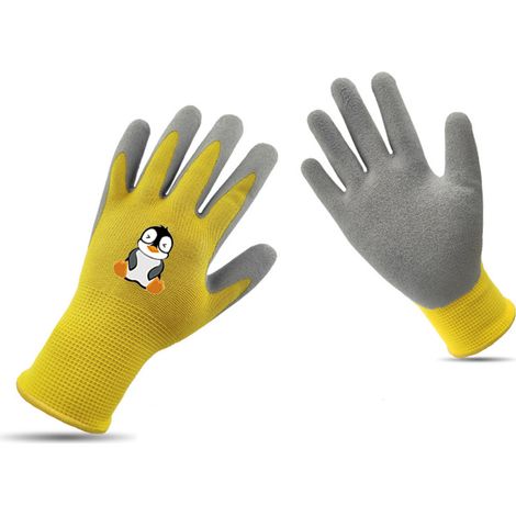 Gants de Jardinage pour Enfants Résistants et Sécuritaires en Polyester et Mousse de Latex pour 5-7 Ans - Jaune KZQ (1/5)