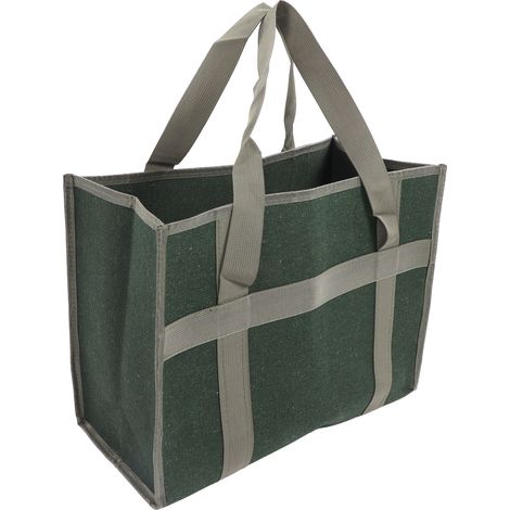 Große Werkzeugtasche mit breiter Öffnung, khakifarbenes Canvas, XL-Fassungsvermögen, abriebfest und wasserdicht, professionelle Aufbewahrung für Elektriker, Abmessungen 43 x 32 x 21 cm (16,9 x 12,6 x (1/5)