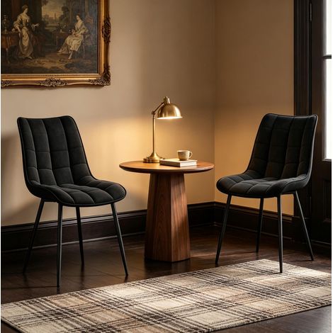 Lote de 2 sillas de comedor 46x39x85,5 cm de metal y terciopelo negro – MEUBLIV (1/5)