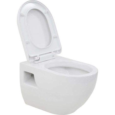 WC suspendu en céramique Blanc