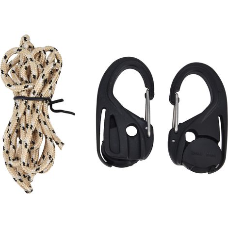 Lot de 2 tendeurs de corde robustes à cliquet avec mousqueton pour attache de tente en extérieur (1/5)